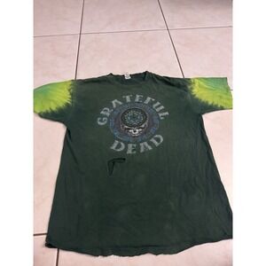 Vintage Sundog Grateful Dead Stealie Green Tie Dye Shirt Men's L Thrashed Messy